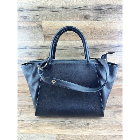 SOFIA FIMA MAIN SQUEEZE STRUCTURED TOTE SHOULDER BAG Black ITALIAN LEATH… - Picture 2 of 9